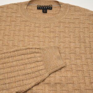 $350 Robert Talbott Light Brown Merino Wool Basketweave Crewneck Sweater M